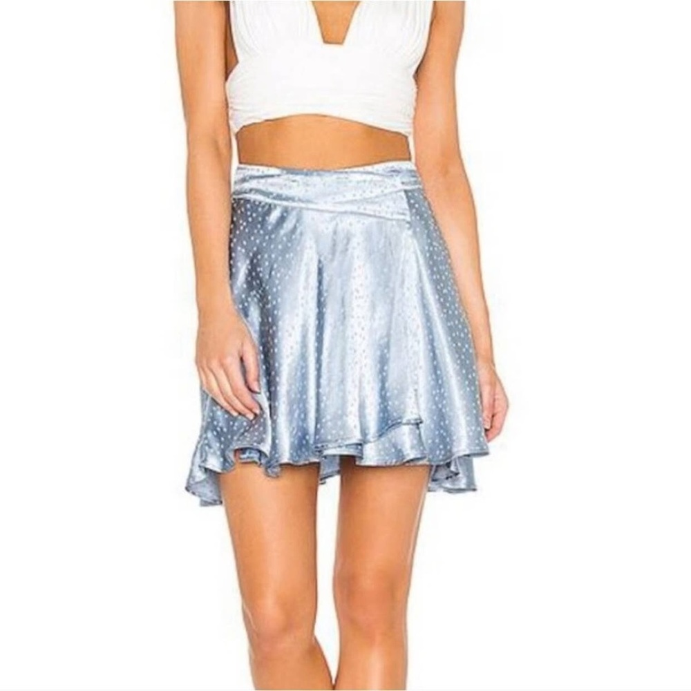NWT Free People Starstruck Mini Skirt In Big Sur Blue | Metallic Blue